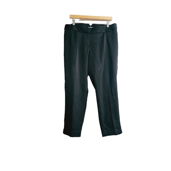 Express Ankle Tapered Dress Pants size 12 petite pleated front sateen feel black - Picture 1 of 11